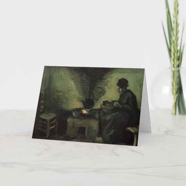Bauernfrau von Feuerstelle von Vincent van Gogh Karte (Vorderseite)