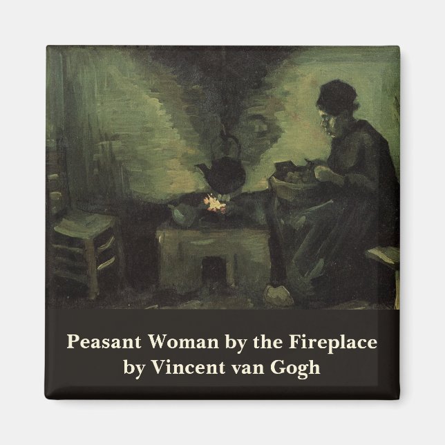 Bauernfrau von Feuerstelle von Vincent van Gogh Magnet (Vorne)