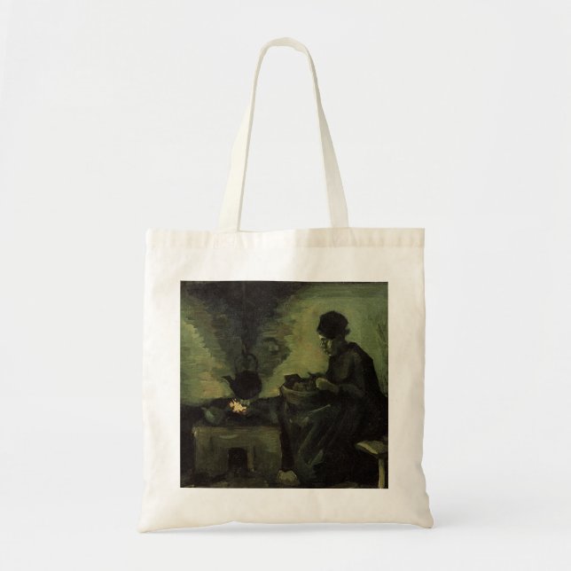 Bauernfrau von Feuerstelle von Vincent van Gogh Tragetasche (Vorne)
