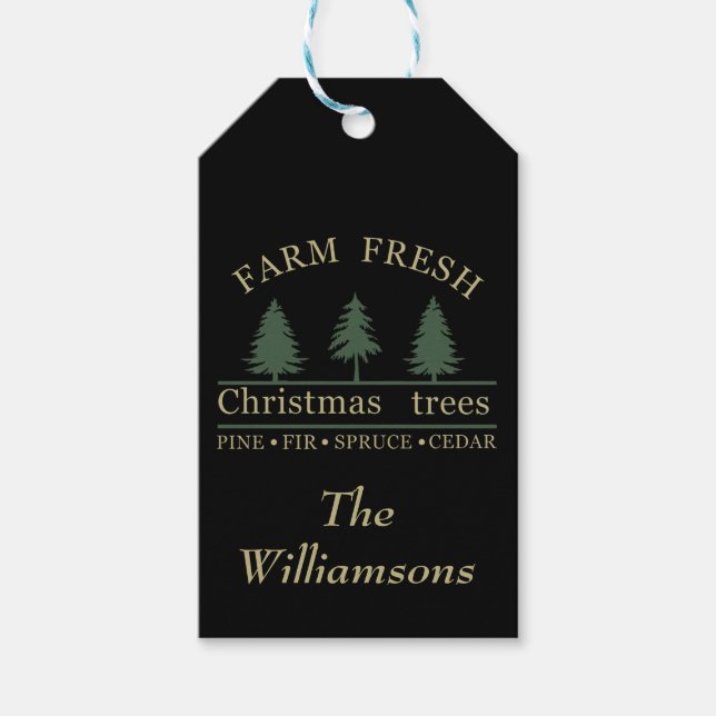 Bauernfrische Weihnachtsbaum Personalisiert Geschenkanhänger (Vorderseite)