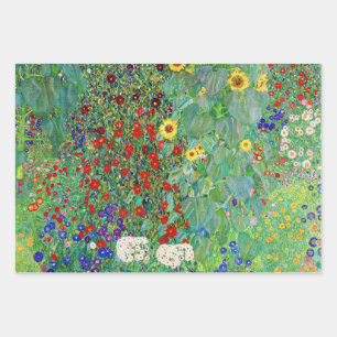Bauerngarten Gustav Klimt mit Sonnenblumenmalereie Geschenkpapier Set