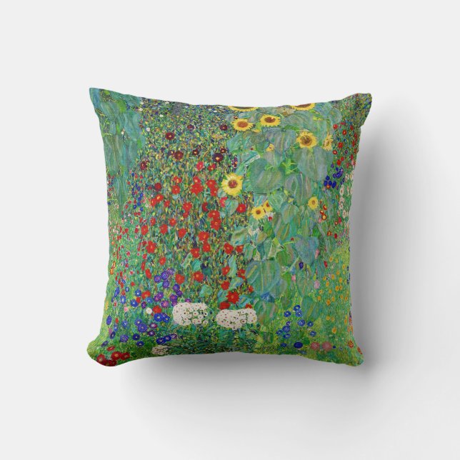Bauerngarten Gustav Klimt mit Sonnenblumenmalereie Kissen (Vorderseite)