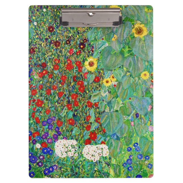 Bauerngarten Gustav Klimt mit Sonnenblumenmalereie Klemmbrett (Vorderseite)
