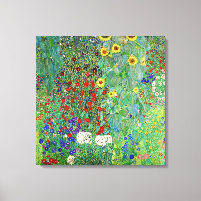 Bauerngarten Gustav Klimt mit Sonnenblumenmalereie Leinwanddruck (Vorderseite)