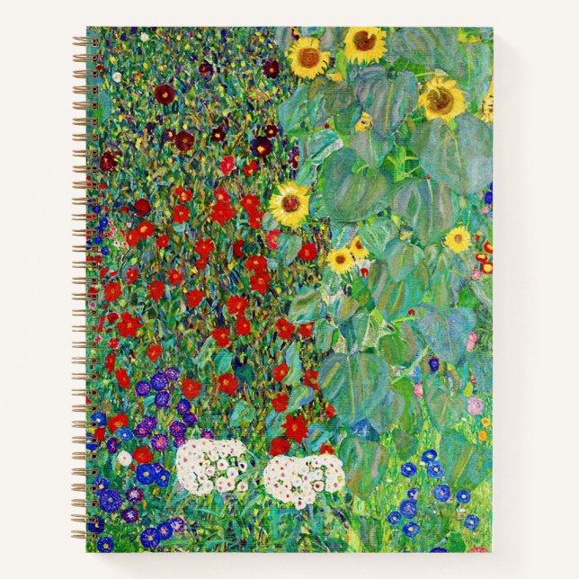 Bauerngarten Gustav Klimt mit Sonnenblumenmalereie Notizbuch (Vorderseite)
