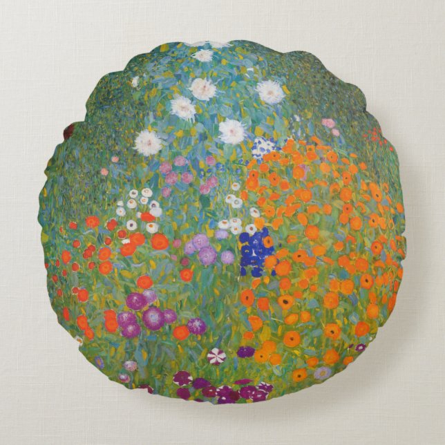 Bauerngarten - Gustav Klimt Rundes Kissen (Vorderseite)