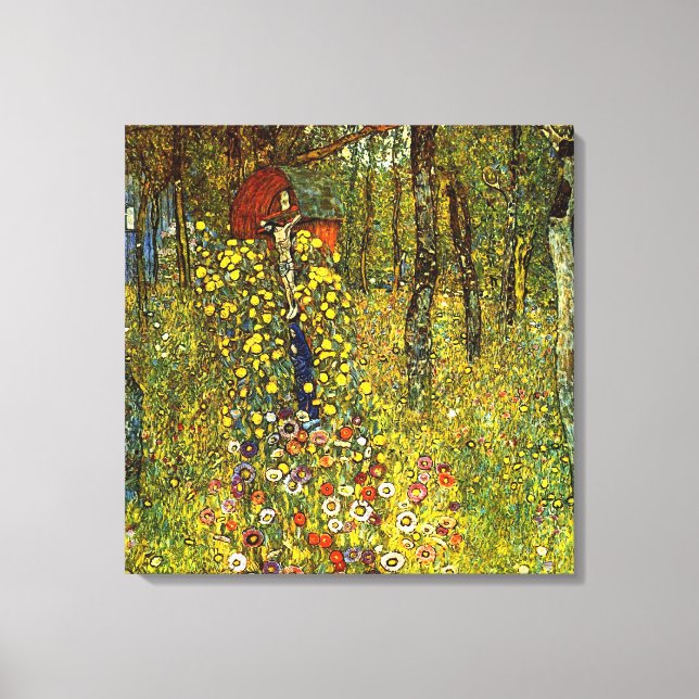 Bauerngarten mit Crucifix von Gustav Klimt Leinwanddruck (Vorderseite)