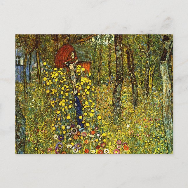 Bauerngarten mit Crucifix von Gustav Klimt Postkarte (Vorderseite)