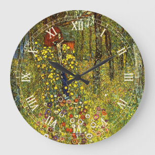 Bauerngarten mit Kruzifix von Gustav Klimt Große Wanduhr