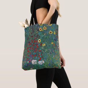 Bauerngarten mit Sonnenblume von Klimt, Vintage Bl Tasche