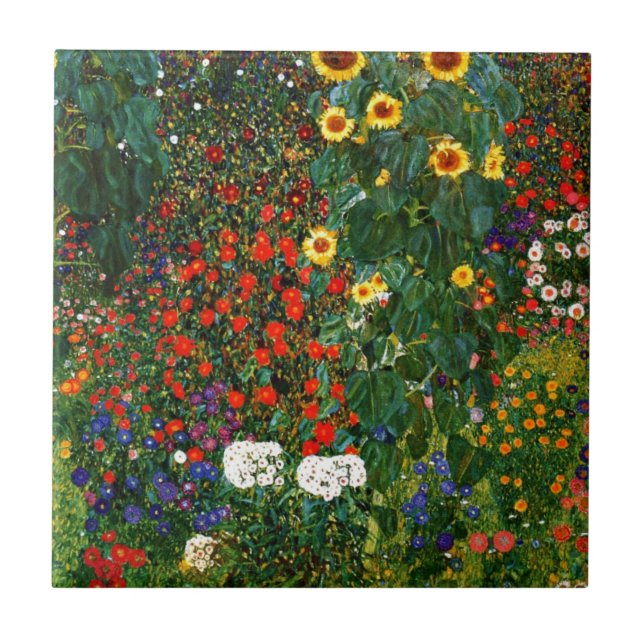 Bauerngarten mit Sonnenblumen, beliebte Kunst Fliese (Vorderseite)
