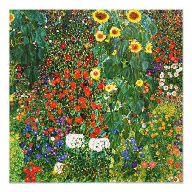 Bauerngarten mit Sonnenblumen, beliebtes Gemälde Poster (Vorderseite)