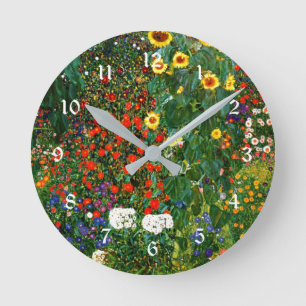 Bauerngarten mit Sonnenblumen, berühmtes Gemälde Runde Wanduhr