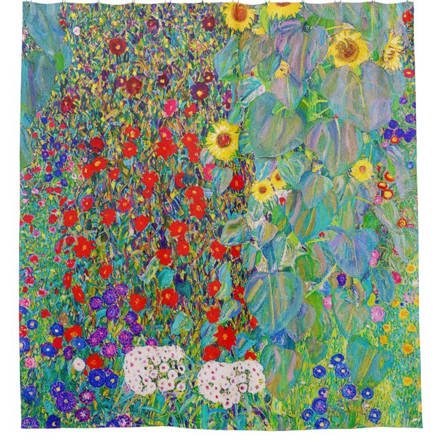 Bauerngarten mit Sonnenblumen Gustav Klimt Duschvorhang (Vorderseite)