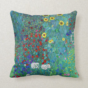 Bauerngarten mit Sonnenblumen, Gustav Klimt Kissen