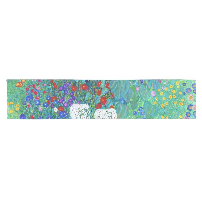 Bauerngarten mit Sonnenblumen, Gustav Klimt Kurzer Tischläufer (Horizontal)