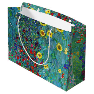 Bauerngarten mit Sonnenblumen, Gustav Klimt Large Große Geschenktüte