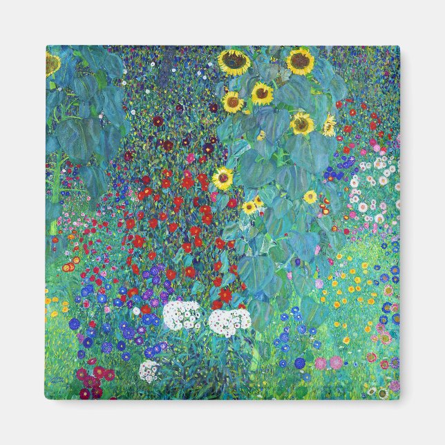 Bauerngarten mit Sonnenblumen, Gustav Klimt Magnet (Vorne)