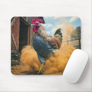 Bauernhahn wirbelt Staub auf Mousepad