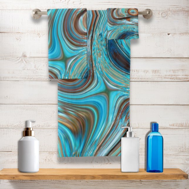 Bauernhaus aquamarin blau Woodgrain türkisfarbene  Badhandtuch Set (Von Creator hochgeladen)