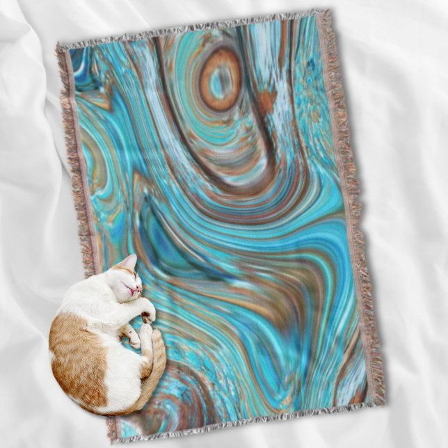 Bauernhaus aquamarin blau Woodgrain türkisfarbene  Decke (farmhouse teal blue Woodgrain turquoise swirls Throw Blanket)