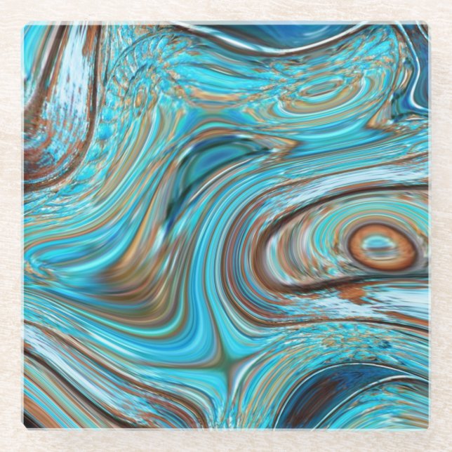 Bauernhaus aquamarin blau Woodgrain türkisfarbene  Glasuntersetzer (Vorderseite)