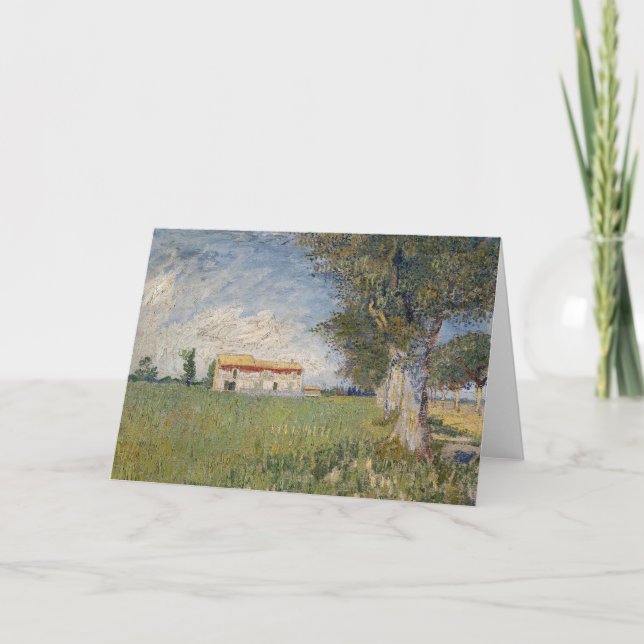 Bauernhaus auf einem Weizenfeld | Vincent van Gogh Karte (Vorderseite)