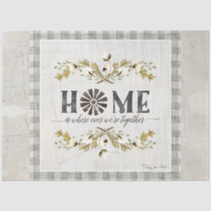 Bauernhaus Baumwolle Herbst Blätter Grau Karierte  Seidenpapier