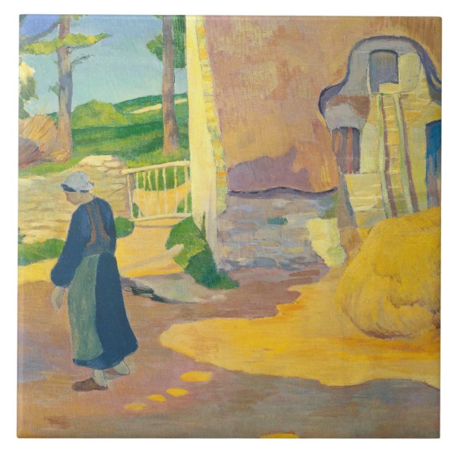 Bauernhaus bei Le Pouldu, 1890 (Öl auf Leinwand) Fliese (Vorderseite)