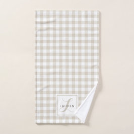 Bauernhaus Beige Buffalo Kariert Monogram Handtuch
