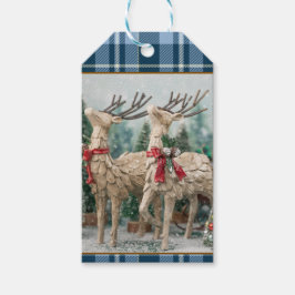 Bauernhaus Blue Buffalo Karierte Wasserfarbenredee Geschenkanhänger