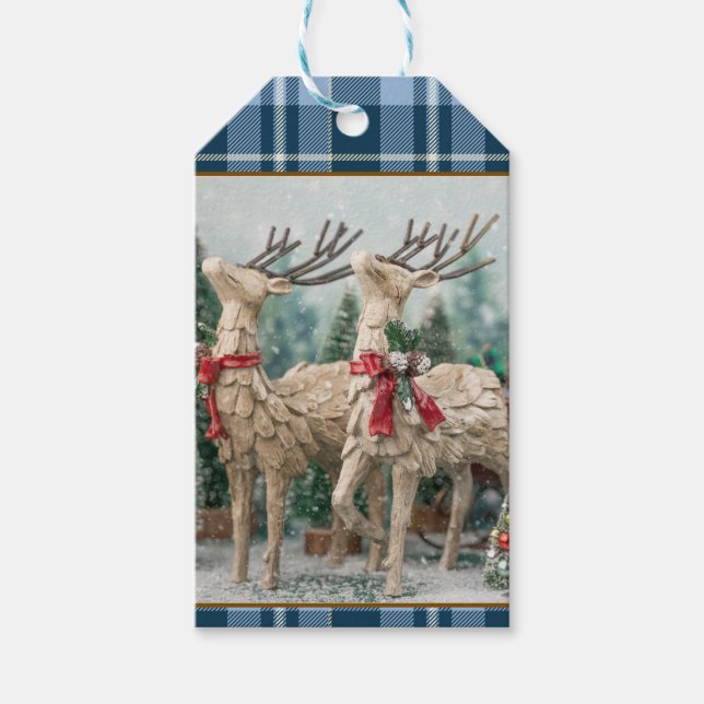 Bauernhaus Blue Buffalo Karierte Wasserfarbenredee Geschenkanhänger (Vorderseite)