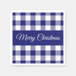 Bauernhaus Blue Karos Frohe Weihnachten Serviette