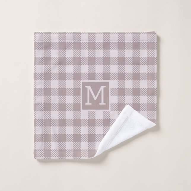 Bauernhaus Buffalo Karo Kariert Beige Monogram Waschlappen (Waschlappen)