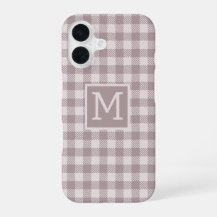 Bauernhaus Büffelkariert Beige Monogramm  iPhone 16 Hülle