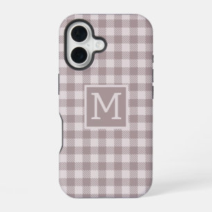 Bauernhaus Büffelkariert Beige Monogramm iPhone 16 Hülle