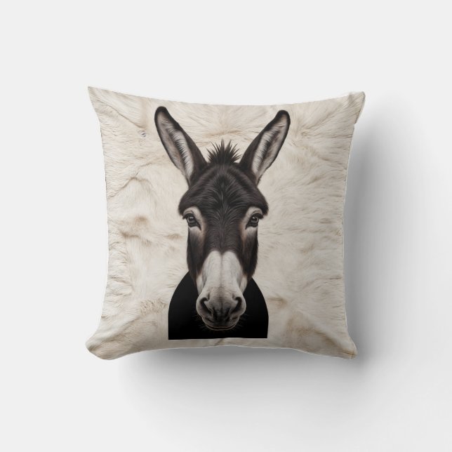 Bauernhaus Chic: Schwarz-Weiß-Donkey Kilim Pillo Kissen (Vorderseite)
