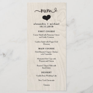 Bauernhaus Chic   White Wood and Heart Wedding Men Menükarte