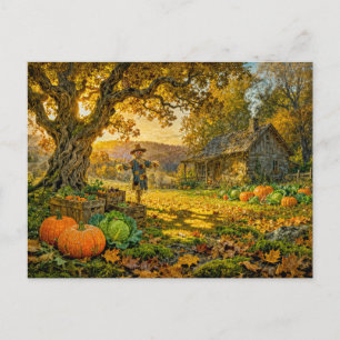 Bauernhaus-Cottage zur Erntezeit Postkarte
