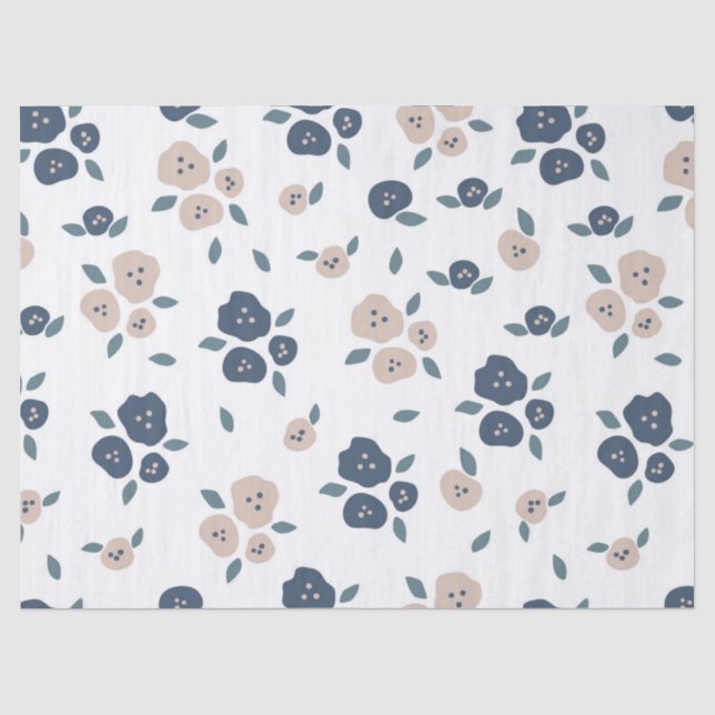 Bauernhaus Country floral Blue Tan Rustikal Seidenpapier (Vorderseite)