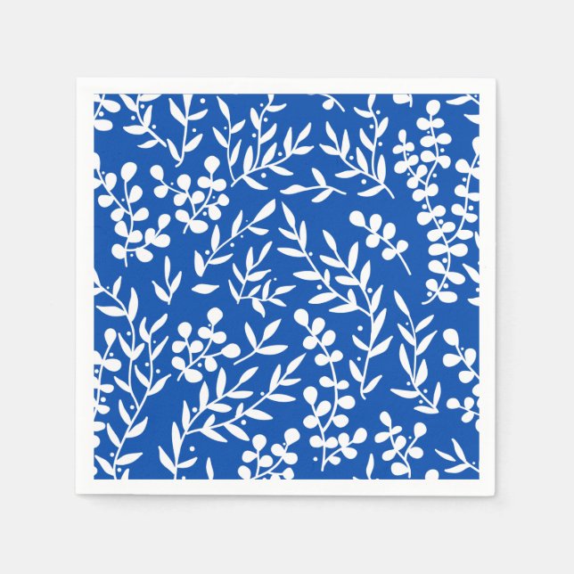 Bauernhaus einfaches Blumenmuster in blau Serviette (Vorderseite)