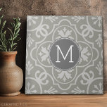 Bauernhaus-Fliesenmuster Custom Monogram Fliese<br><div class="desc">Ein beliebtes Design mit neutralen Farben und einem Bereich zum Hinzufügen von Monogrammen oder Namen. Trendige Farben und Muster für Ihre Zuhause. Wenn Sie die Initialen anpassen müssen,  klicken Sie auf die Schaltfläche Anpassen und nehmen Sie Änderungen vor.</div>