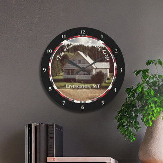 Bauernhaus-Foto Schwarz-Rot-Buffalo-Karo-Plafond i Große Wanduhr