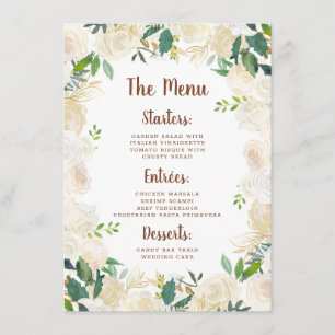 Bauernhaus Frische Rustikale Landflorale Abendesse Menükarte