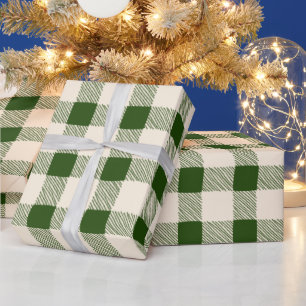 Bauernhaus grün von Weiß gezapftes Büffel kariert Geschenkpapier