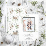 Bauernhaus Grüne Merry Christmas Foto Holiday C Feiertagskarte<br><div class="desc">Einweihung unserer Farmhouse Greenery Frohe Weihnachts-Foto-Urlaubskarte! Diese schöne Karte zeigt Ihr Lieblings-Foto, mit Frohe Weihnachten in einem beliebten handgeschriebenen Kalligraphie-und Serif-Schriftart Duo. Es ist mit handgemalten Aquarellen im Winter botanische Vegetation und Baumwollbollen geschmückt. Die Karte kann mit Ihren Namen und dem Jahr personalisiert werden, was sie besonders persönlich macht. Die...</div>