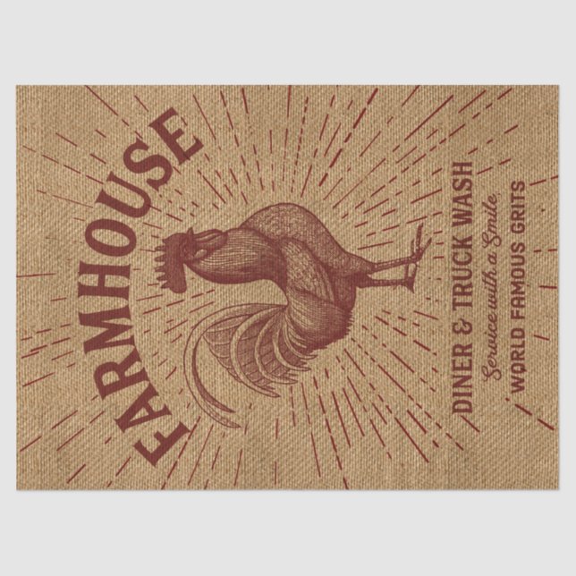 Bauernhaus-Hahn-Leinwand-Blick-Seidenpapier Seidenpapier (Vorderseite)