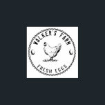 Bauernhaus Hen | Briefmarke Personalisiertes Ei Gummistempel<br><div class="desc">Vintage Klassische ⎢ Personalisierte Egg Briefmarke Diese Holzkunst Briefmarke ist die perfekte Ergänzung für Ihren Haushof oder Familienbetrieb! Mit einem rustikalen,  handgezeichnet Huhn mit Eiern und Ästen</div>