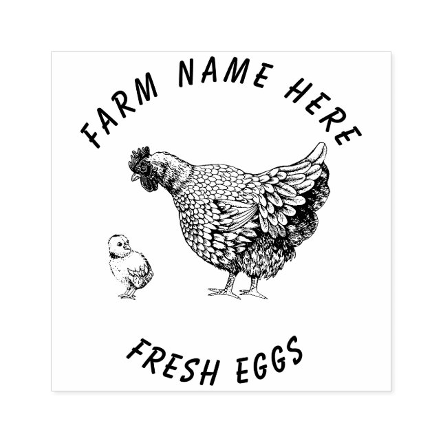 Bauernhaus Hen | Eierfamilie Gummistempel (Prägung)