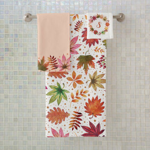 Bauernhaus Herbst Herbst Erde Tonne Monogramm Badhandtuch Set